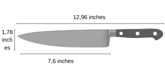 chef knife size yellow sea