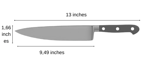chef knife chef tanaka kaitsuko size