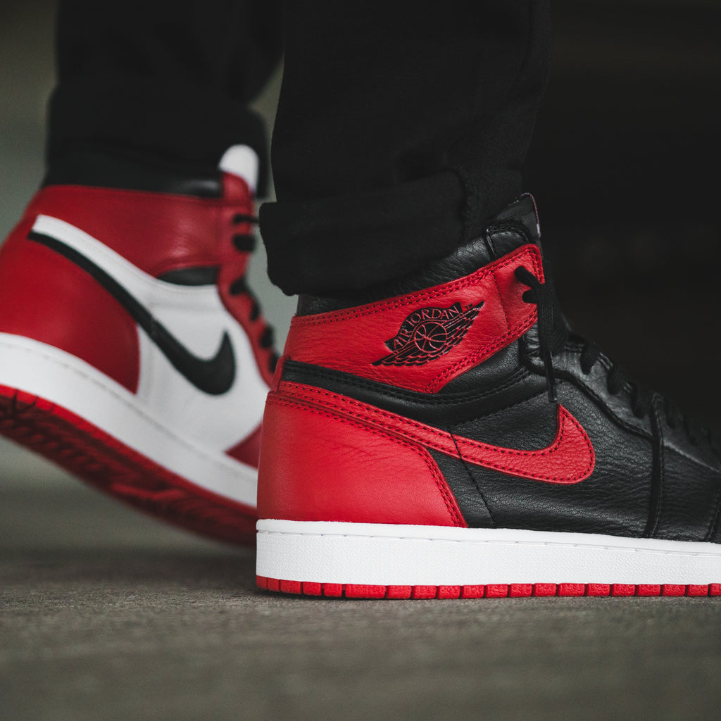 half red half black air jordan 1