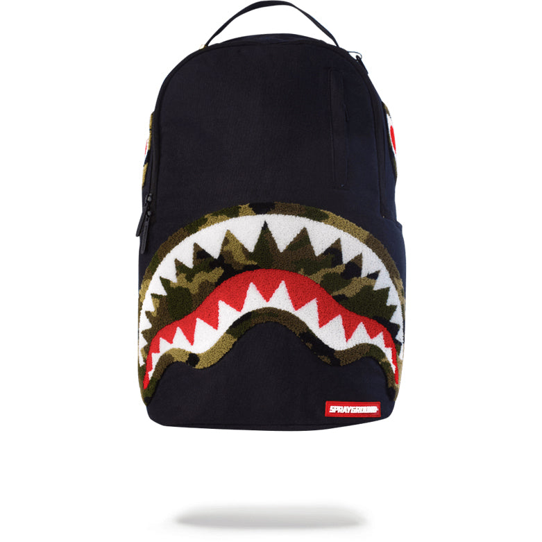 sprayground ghost chenille shark black backpack