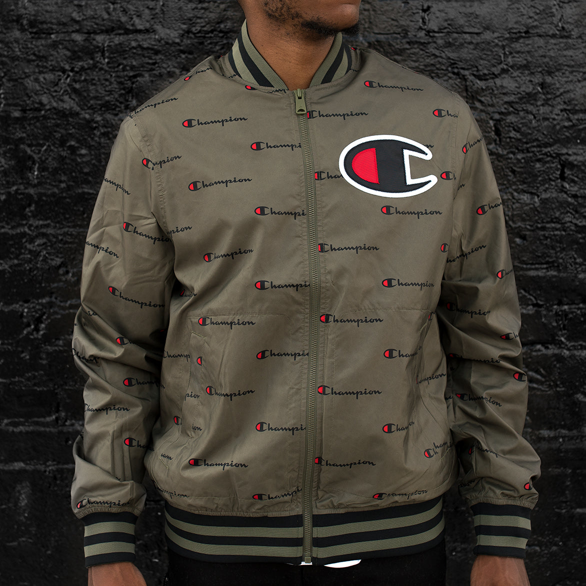 champion red bomber jacket