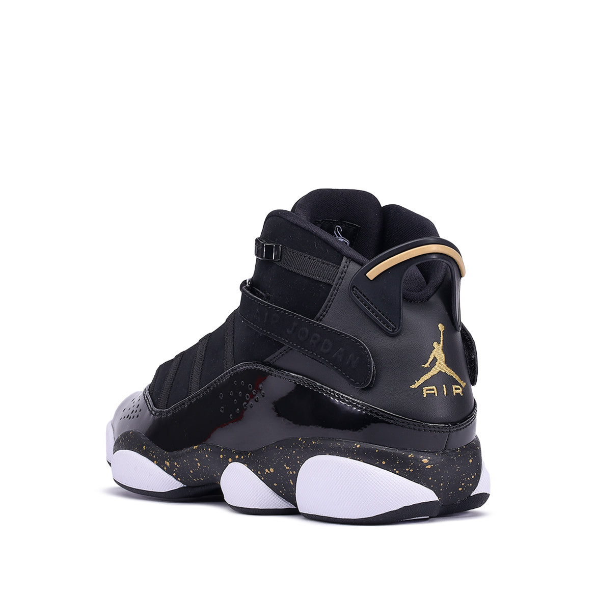 6 rings jordans black and gold