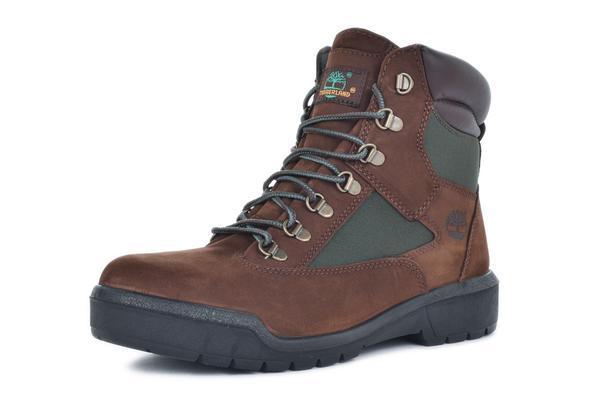 green and brown timberland field boots