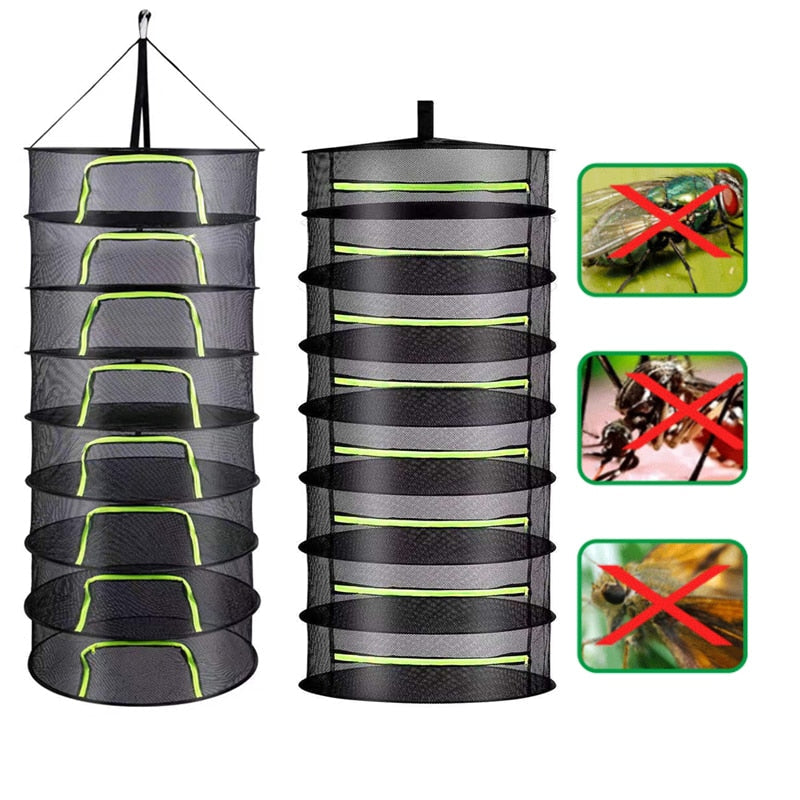 HULIANFU Layers Drying Net for Herbs Hanging Basket Folding Dry Rack Herb Drying Net Dryer Bag Mesh For Flowers Buds Plants Organizer