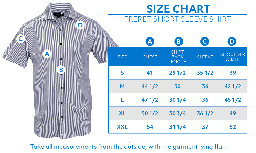 Haspel Freret Shirt Size Chart