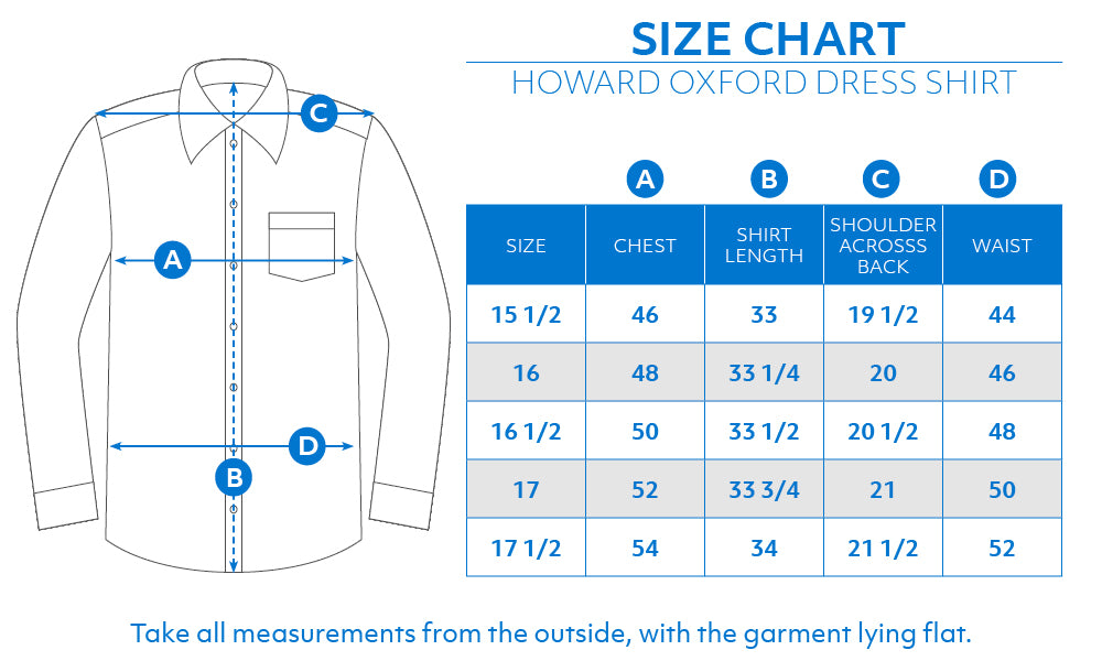 Howard Size Chart Clothing