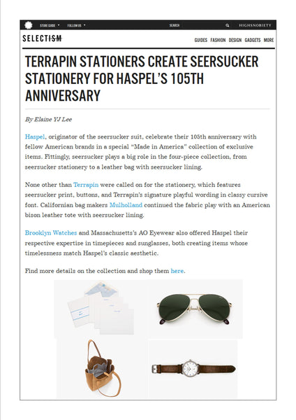 selectism.com shows Haspel collaborations to celebrate 105 years