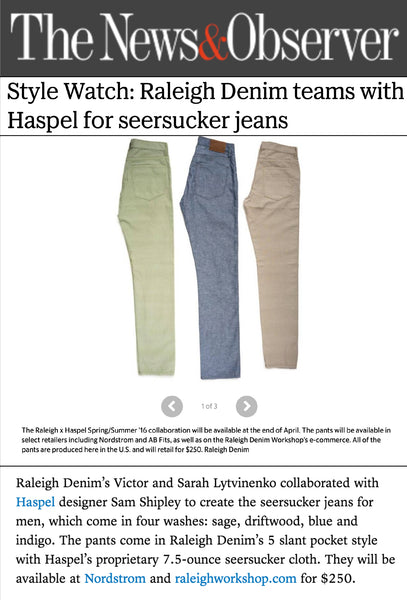 newsobserver.com features Haspel and Raleigh Denim's collaboration