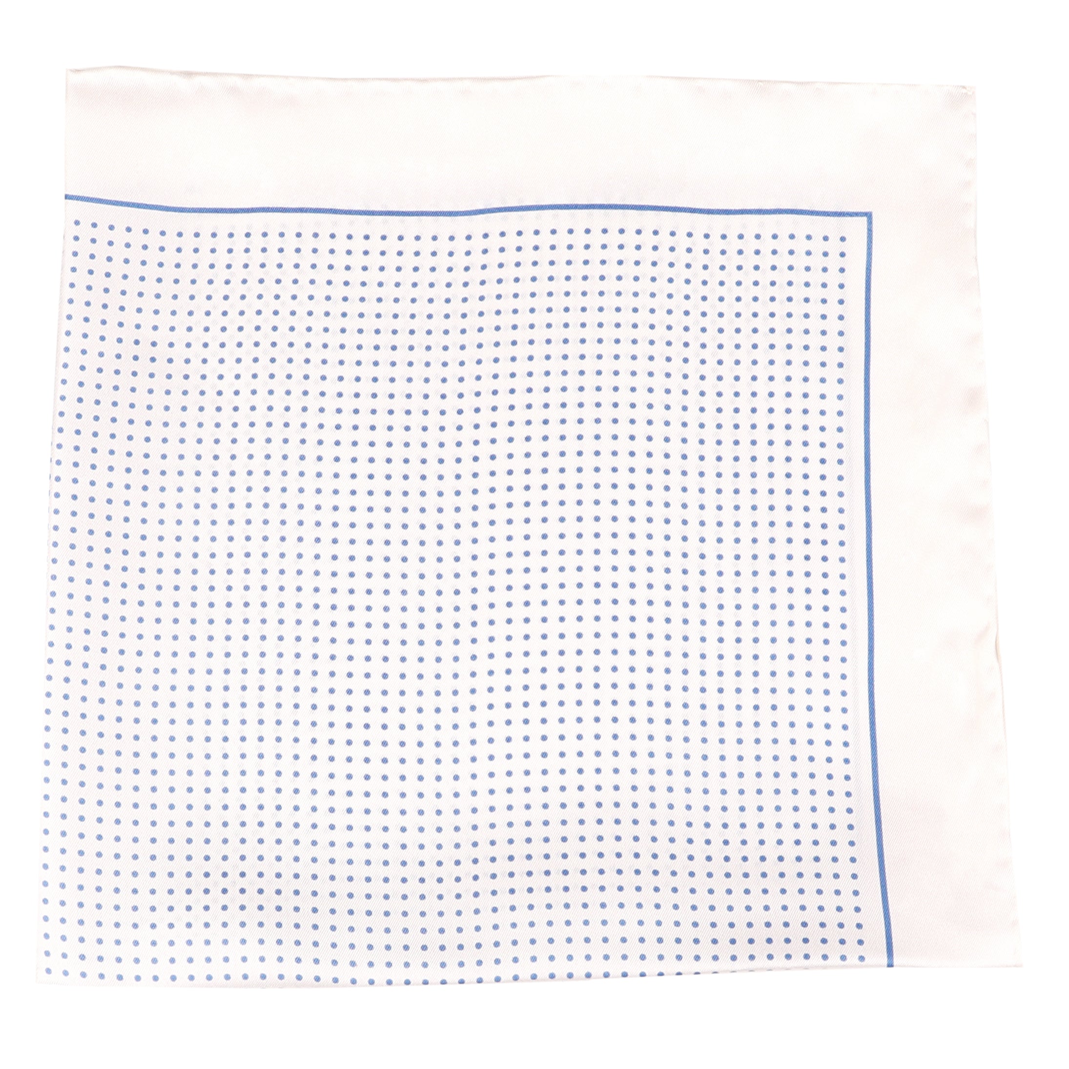 White with Blue Dots Silk Pocket Square