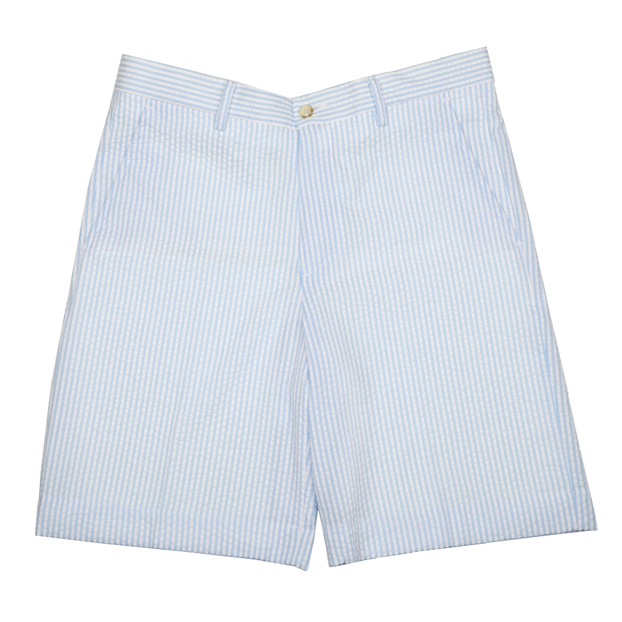 Men's Shorts | Rampart Navy & White Seersucker Shorts | Haspel