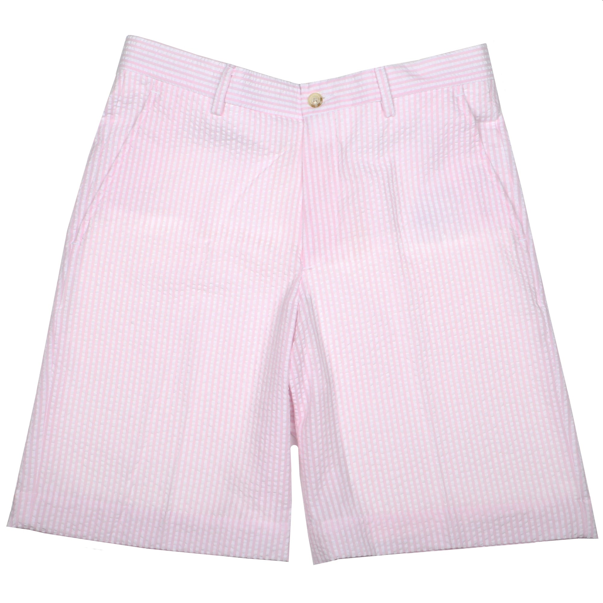 Green Boys Striped Seersucker Eton & Shorts - Pink Princess