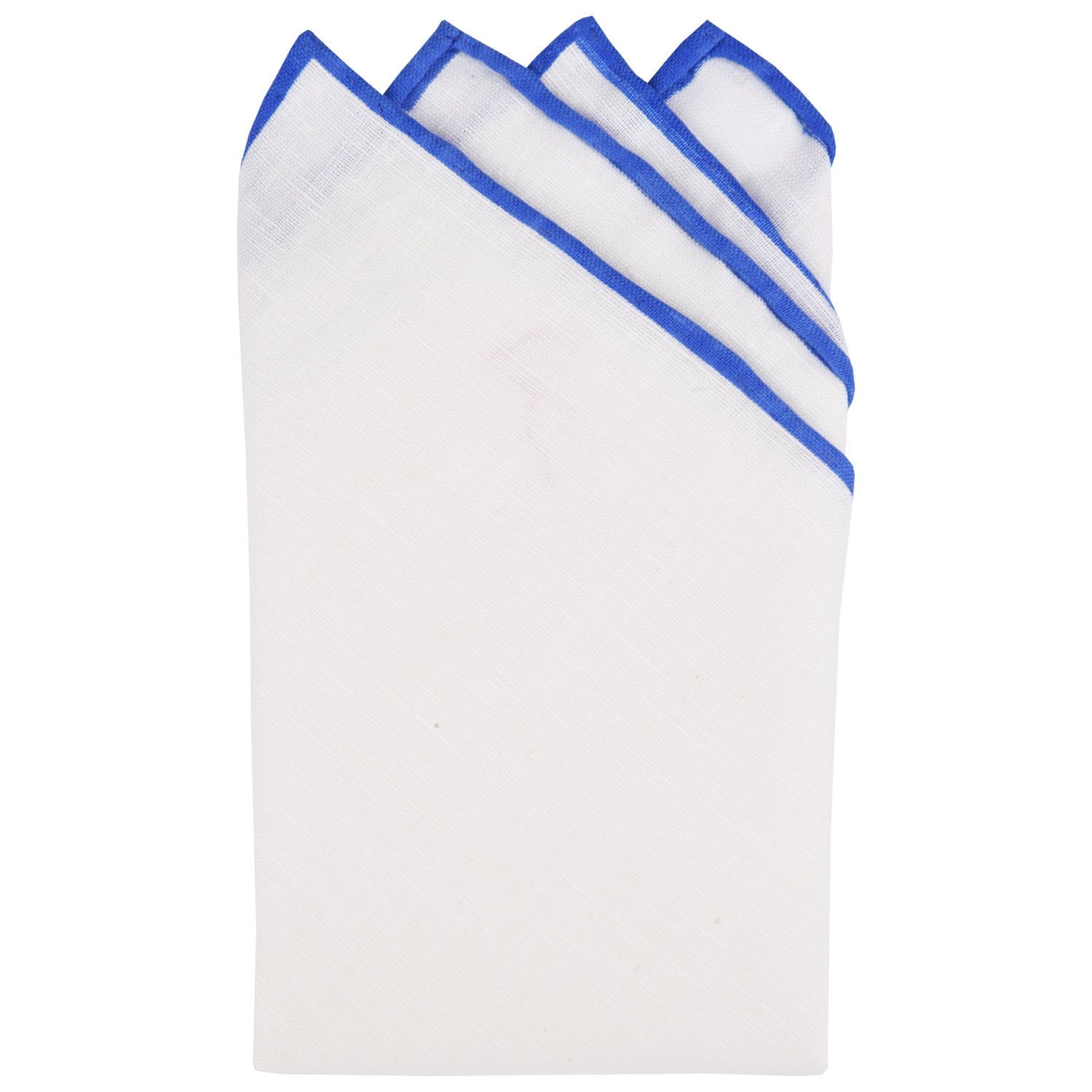 White/Blue Pre-Folded Linen Pocket Square