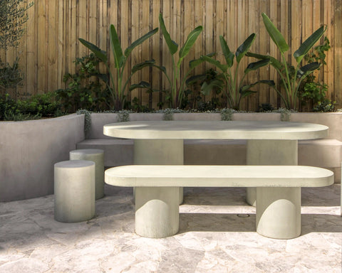 Blend Concrete Design Verona Concrete Dining Table in Whitehaven in an outdoor space