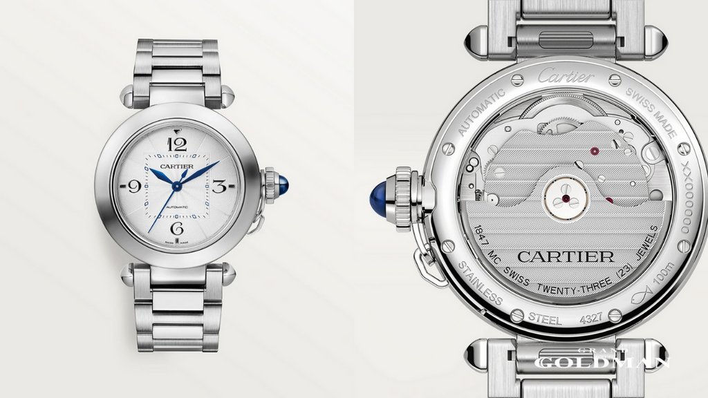 MONTRE AUTOMATIQUE CARTIER PASHA SUR FOND GRIS - 25 meilleures montres de luxe à moins de 10 000 USD dans lesquelles investir maintenant - GRANDGOLDMAN.COM