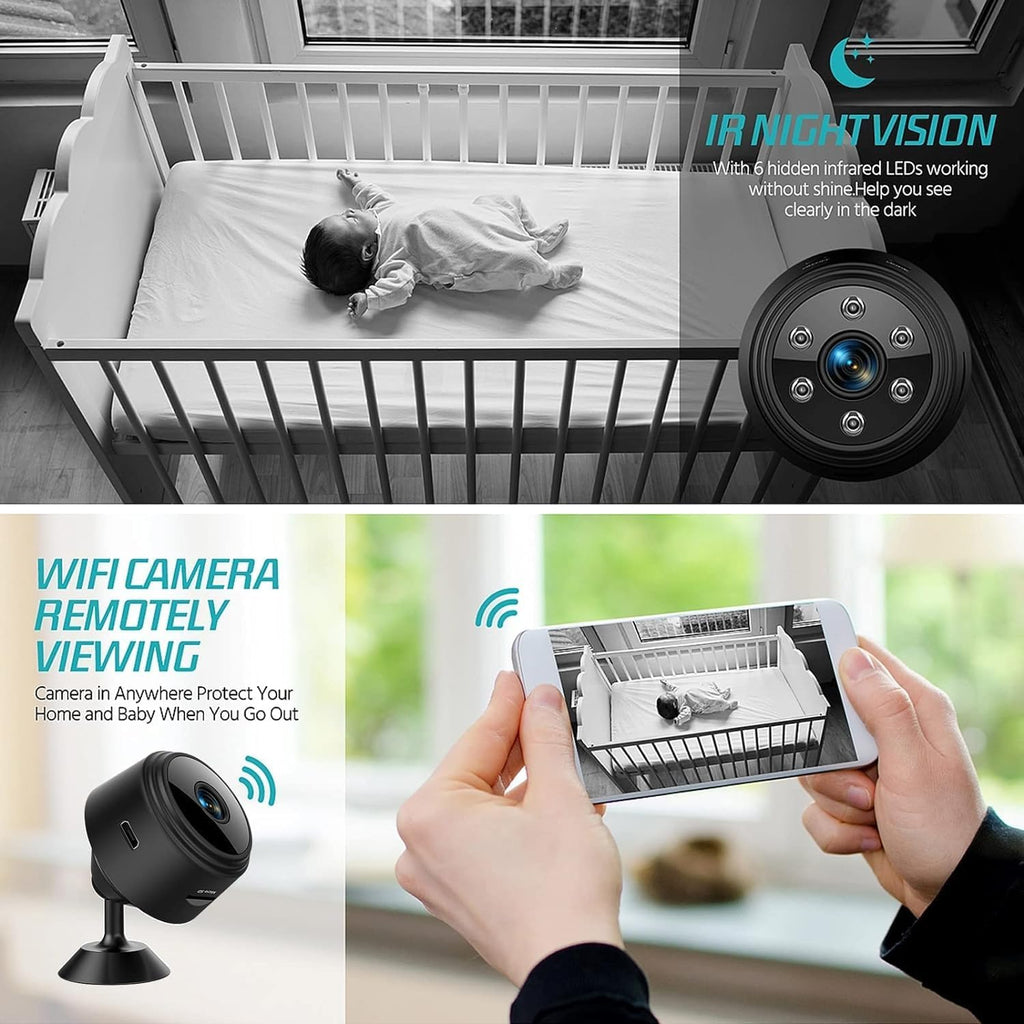KFK Hidden Spy Camera, 1080P Wireless Mini WiFi Nanny Cam for Smart Home - best hidden cameras for bedroom, bathroom and home - GRANDGOLDMAN.COM