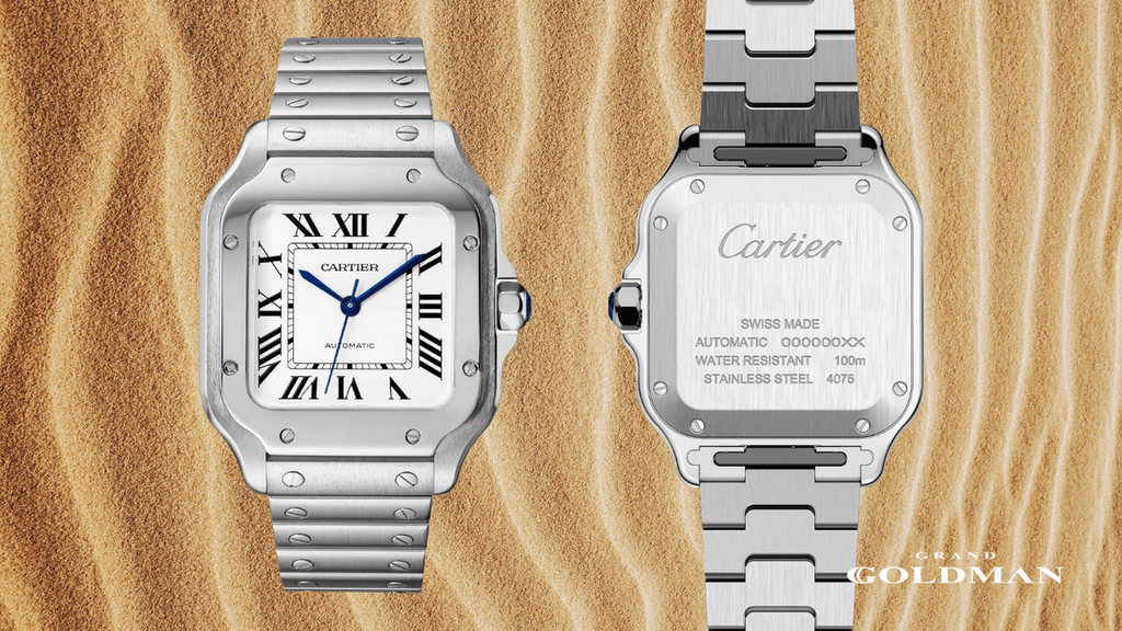 MONTRE Santos de Cartier SUR FOND DE SABLE - 25 meilleures montres de luxe à moins de 10 000 USD dans lesquelles investir maintenant - GRANDGOLDMAN.COM