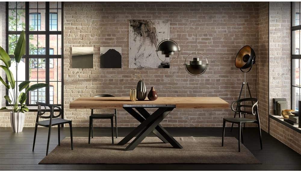 Mobili Fiver, Emma 160 Extendable Dining Table, Concrete Grey with Black Crossed Legs, Laminate-Finished/Iron, Made in Italy - Mobili Fiver Emma Review : The Best Stone Top Extending Dining Table? - taxhvn.com