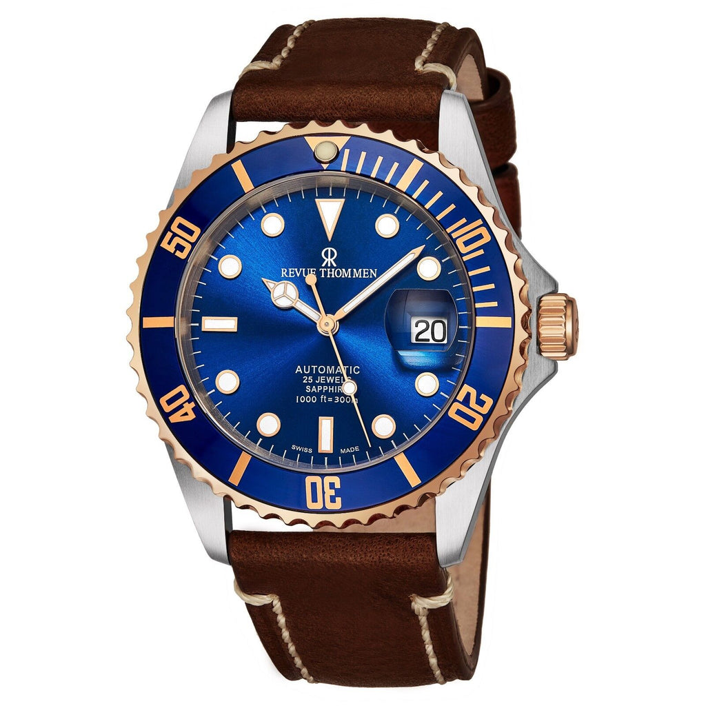 REVUE THOMMEN Diver Montre automatique pour homme 42 mm cadran bleu - Meilleures montres de plongée de luxe pour hommes des profondeurs - GRANDGOLDMAN.COM