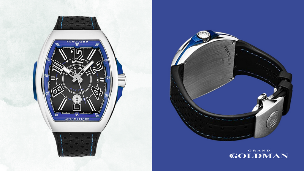 MONTRE Franck Muller Vanguard SUR FOND BLEU - 25 meilleures montres de luxe à moins de 10 000 USD dans lesquelles investir maintenant - GRANDGOLDMAN.COM