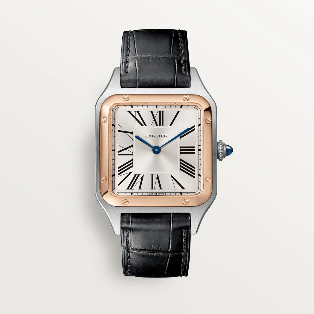 Montre en or rose pour homme Cartier Santos-Dumont (grande) | 28 meilleures montres en or pour hommes Cartier pour reprendre le temps que vous avez perdu - GRANDGOLDMAN.COM