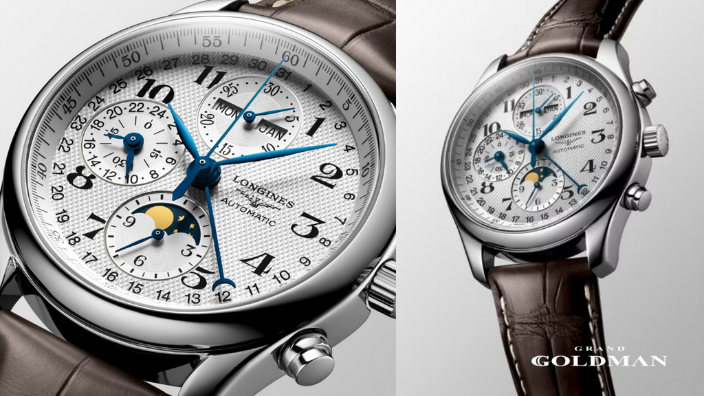 MONTRE Longines Master Collection SUR FOND GRIS - 25 meilleures montres de luxe à moins de 10 000 USD dans lesquelles investir maintenant - GRANDGOLDMAN.COM