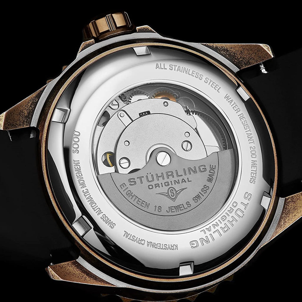 STUHRLING Original Montre de plongée automatique suisse Depthmaster Heritage pour hommes - Meilleures montres de plongée de luxe pour hommes des profondeurs - GRANDGOLDMAN.COM