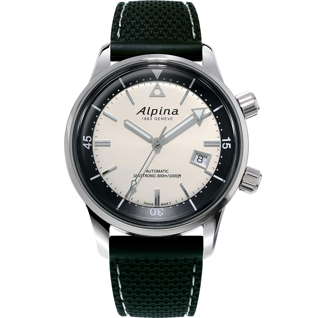 ALPINA Montre automatique noire à remontage automatique Seastrong Diver Heritage pour hommes - Meilleures montres de plongée de luxe pour hommes des profondeurs - GRANDGOLDMAN.COM