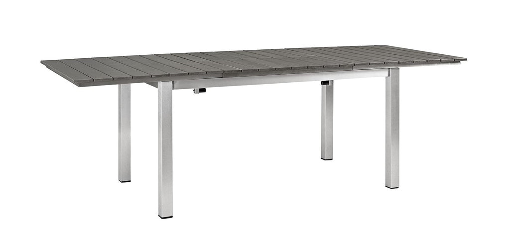 Table de salle à manger extensible Modway Shore en aluminium pour patio extérieur de 62 "à 94" en gris argenté - Meilleures tables de salle à manger d'extérieur extensibles pour des repas plus conviviaux - TAXHVN.COM