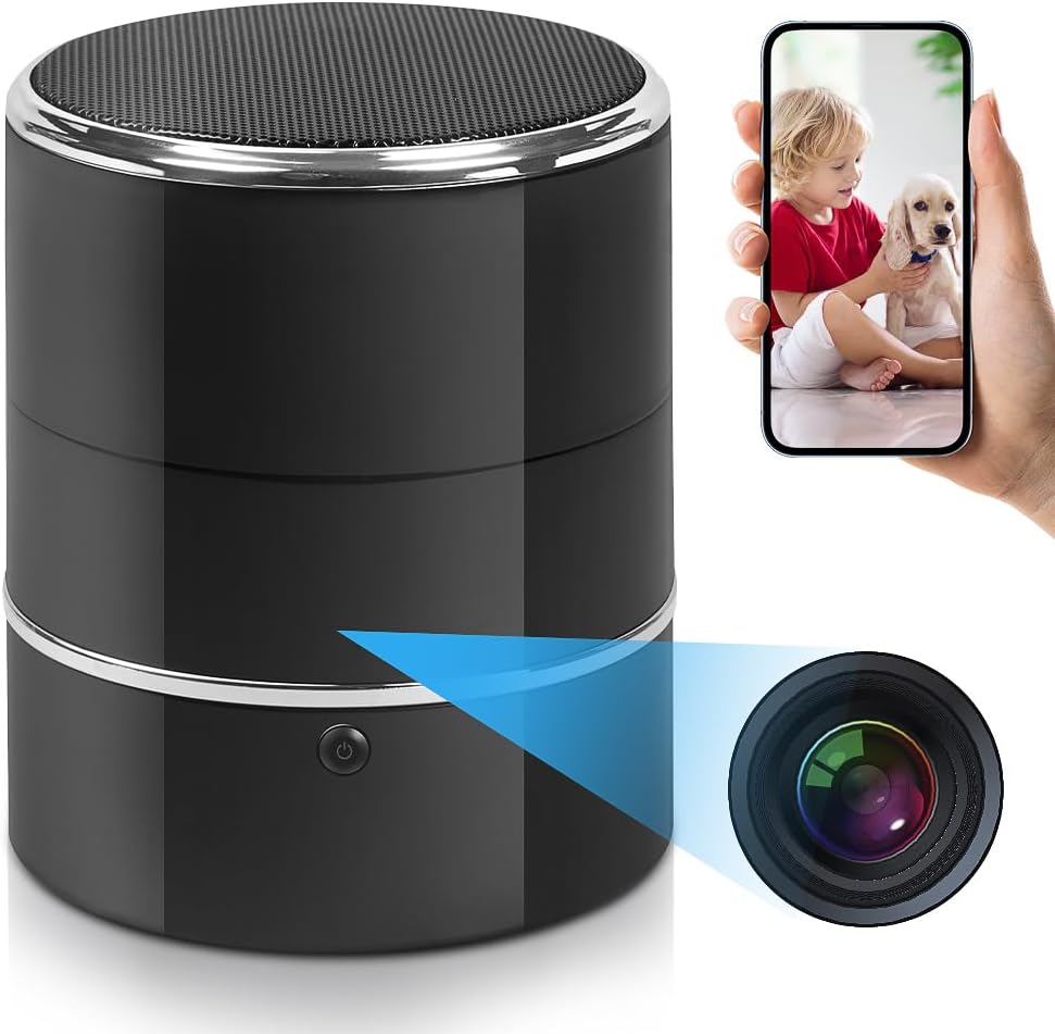 6. Caméra espion cachée Haut-parleur Bluetooth - Caméra nounou avec ultra grand angle 240° - meilleures caméras cachées pour la chambre, la salle de bain et la maison - GRANDGOLDMAN.COM