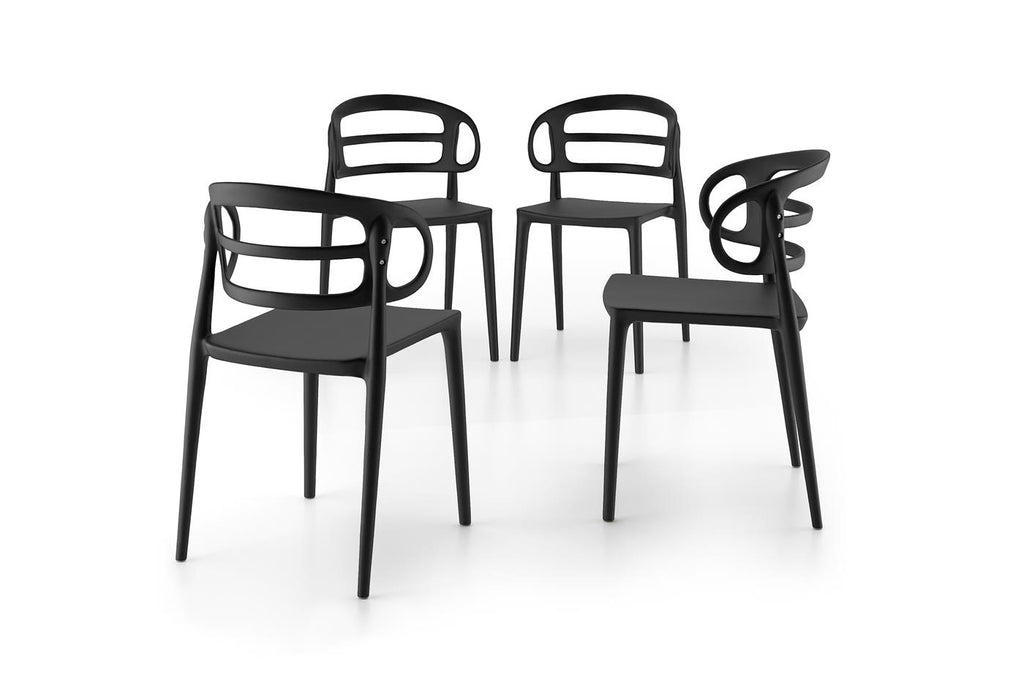 Mobili Fiver, Set of 4 Carlotta Modern Kitchen Chairs, Black, Polypropylene, Made in Italy - table extendable emma 160 review - taxhvn.com