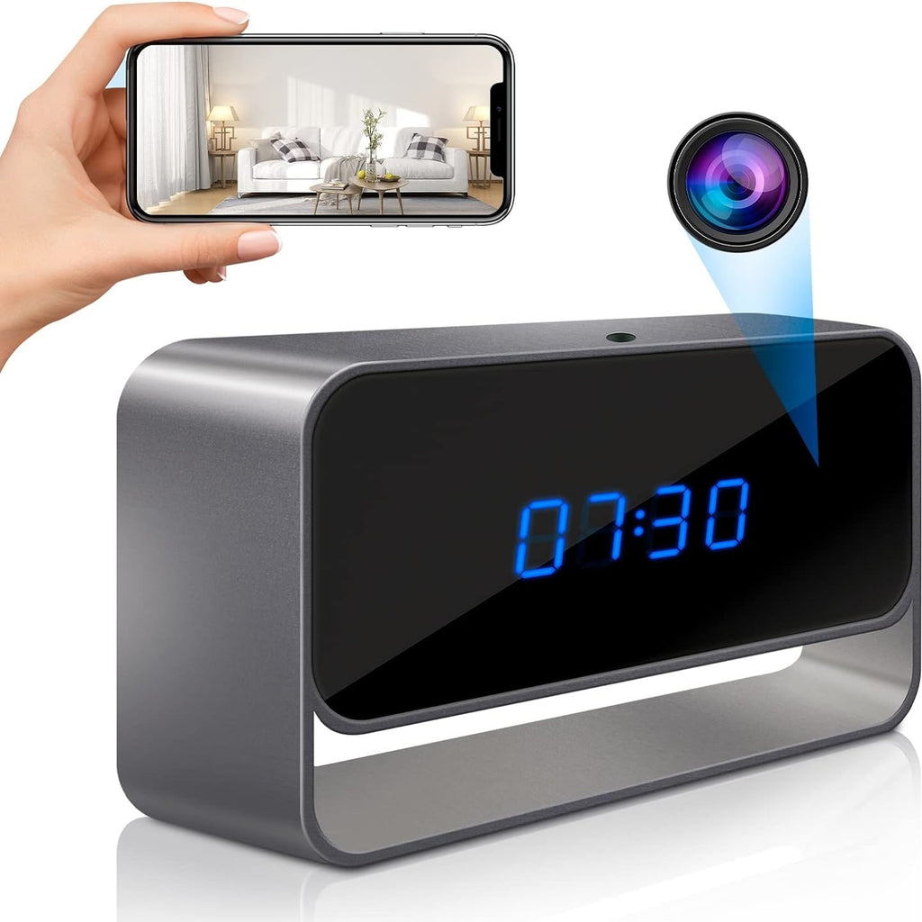 Wireless Hidden Camera Clock, Full HD 1080P WiFi Spy Camera - best hidden cameras for bedroom, bathroom and home - GRANDGOLDMAN.COM