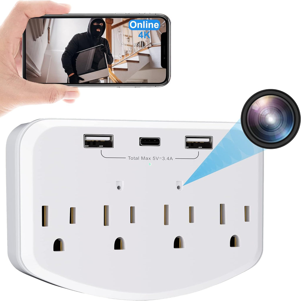 Wall Charger Hidden Camera with WiFi Spy Camera Outlet HD 1080P - best hidden cameras for bedroom, bathroom and home - GRANDGOLDMAN.COM