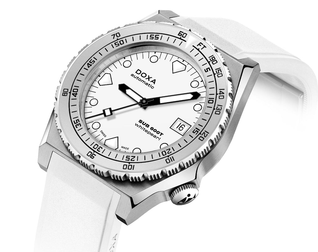 Meilleure montre de plongée de style vintage : montre pour homme DOXA Sub 600T Whitepearl 40 mm