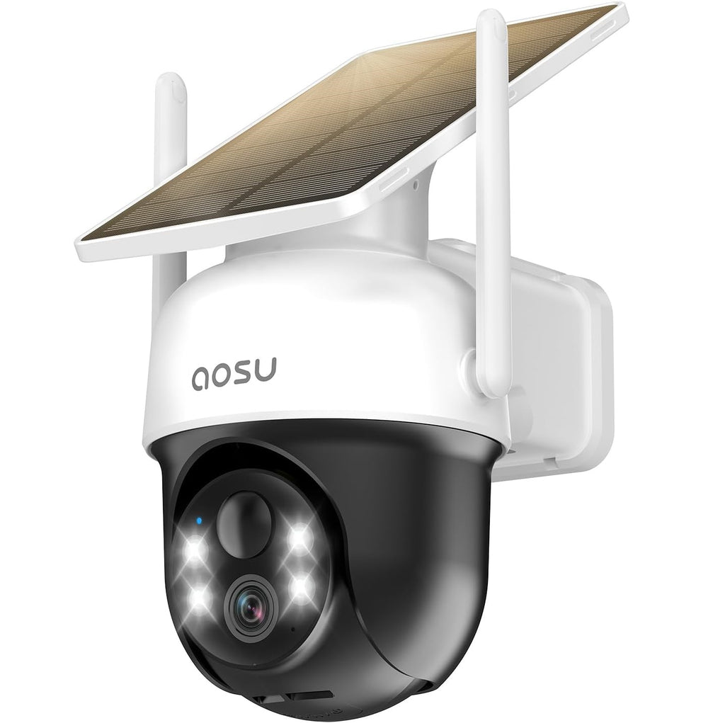 Caméra de sécurité solaire AOSU pour l'extérieur : Meilleure caméra de sécurité à énergie solaire 100 % sans fil - GRANDGOLDMAN.COM