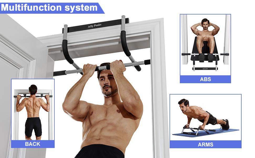 Ally Peaks Pull Up Bar for Doorway | Thickened Steel Max Limit 440 lbs Upper Body Fitness Workout Bar| Multi-Grip Strength for Doorway | Indoor Chin-Up Bar Fitness Trainer for Home Gym Portable - Are Portable Gyms Worth it? The Strange Truth To Know (value) - grandgoldman.com
