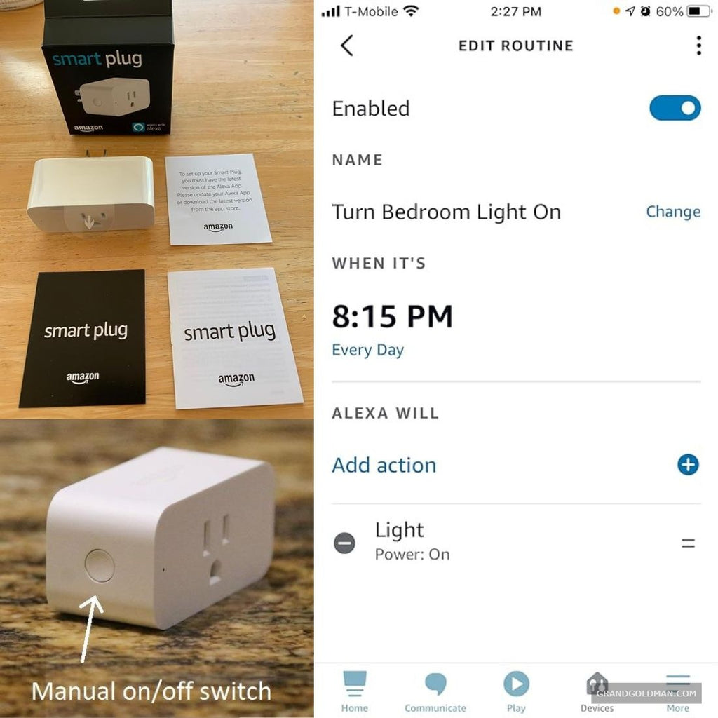 Amazon Smart Plug fonctionne avec Alexa, contrôle des lumières par la voix, facile à configurer et à utiliser - best smart plugs - grandgoldman.com