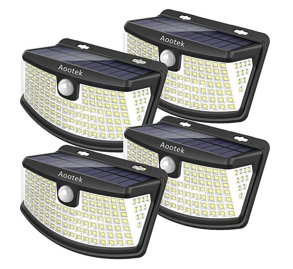 Aootek New Solar Lights 120 LEDs with Lights Reflector,270° Wide Angle, IP65 Waterproof, Easy-to-Install Security Lights for Front Door, Yard
