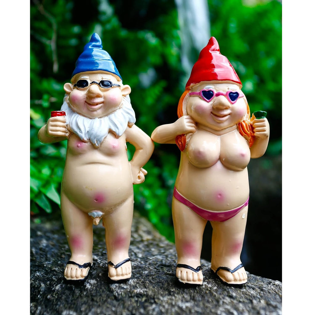 222 BBdis 2 PCS Naked Gnomes Statues, 4.7 Inch Naughty Garden Gnome Funny Statue for Home  - Best weird gift ideas and stuff on amazon - weird gift website weird gift cards weird gift for friend - grandgoldman.com