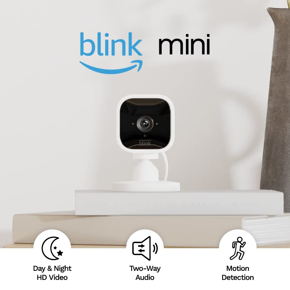 BLINK Mini – Compact indoor plug-in smart security camera - best hidden cameras for bedroom, bathroom and home - GRANDGOLDMAN.COM