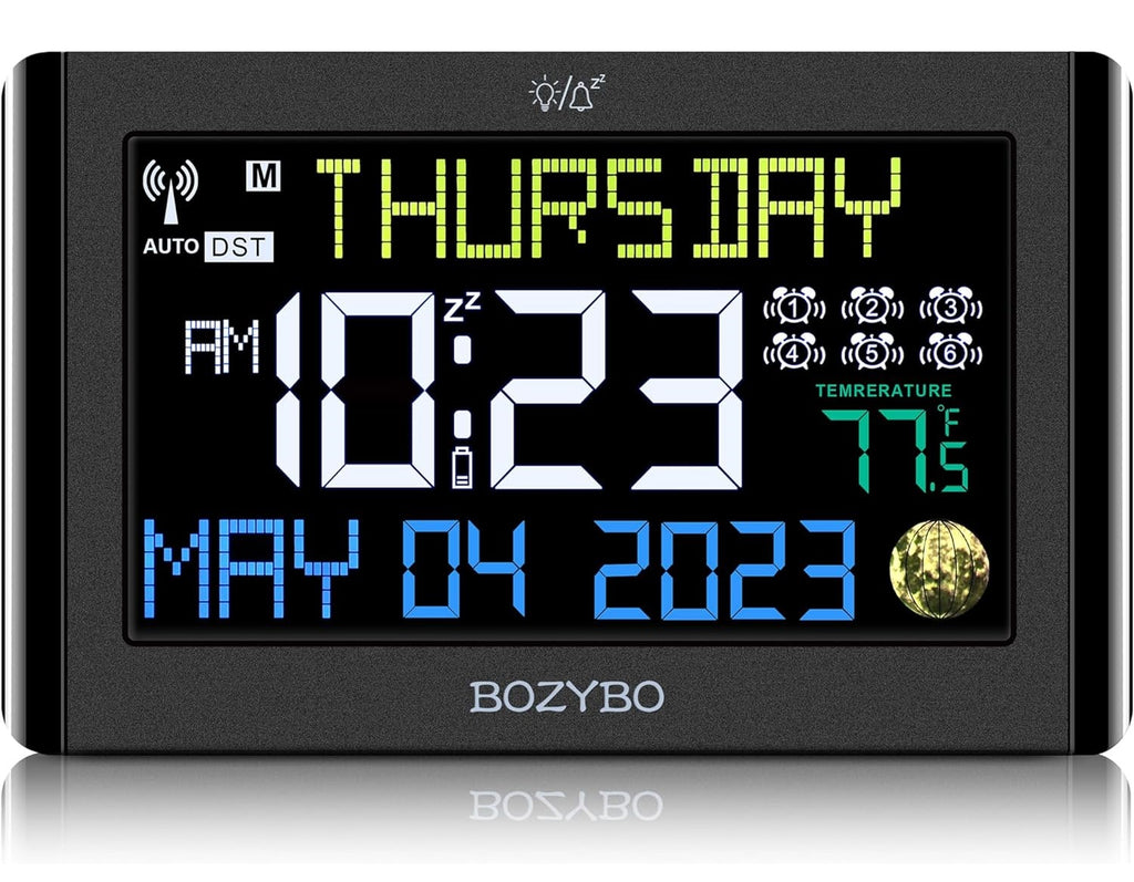 BOZYBO Digital Clock with 6 Alarm Clocks - Best Digital Wall Calendars - grandgoldman.com
