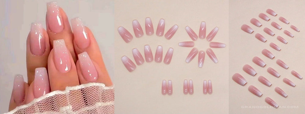 Hkanlre Lot de 24 faux ongles à pression en forme de cercueil pour femmes et filles (rose cercueil)