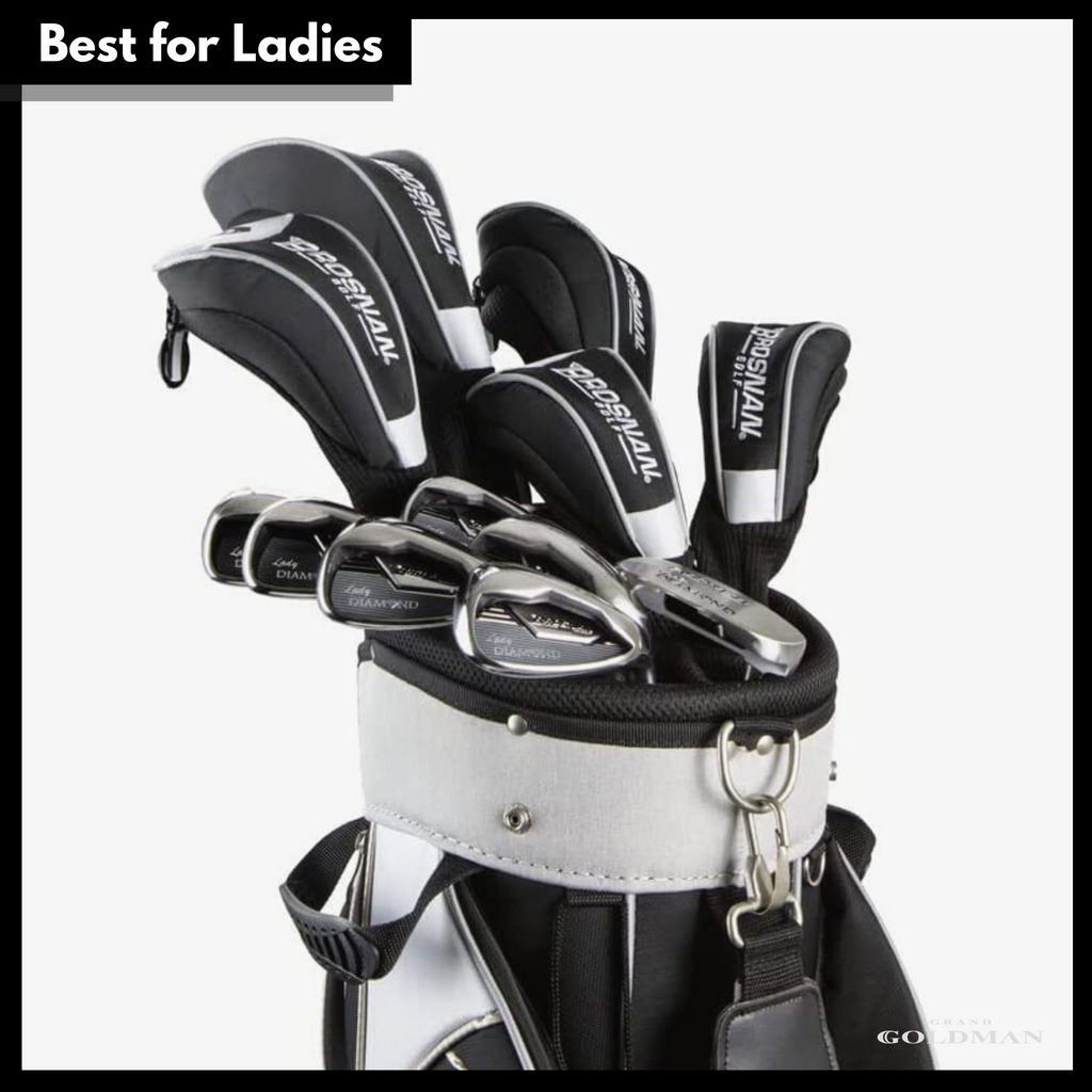 Meilleur club de golf pour femmes et dames seniors : BROSNAN Lady Diamond S5 (18 pièces) - Meilleurs nouveaux clubs de golf 2023 pour tous les golfeurs et tous les budgets (hommes et femmes) - GRANDGOLDMAN.COM