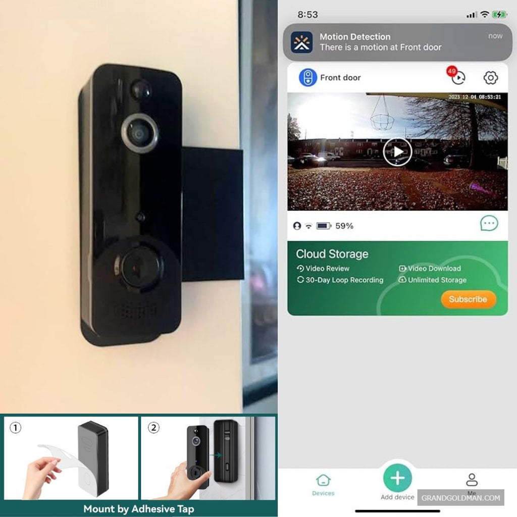 EKEN Doorbell Camera Wireless with AI Smart Human Detection, Cloud Storage, HD Live Image, 2-Way Audio, Night Vision, Included Ring Chime, IP65 Water - Best Doorbell Camera for Apartments Amazon (Renters Reviews) / BEST VIDEO DOORBELS / grandgoldman.com