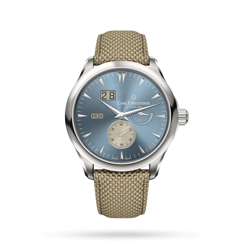 CARL F BUCHERER Manero Peripheral BigDate 42 mm Montre pour homme bleue Meilleures montres de luxe à moins de 10 000 $ pour ramener la classe (hommes et femmes) | GRANDGOLDMAN.COM