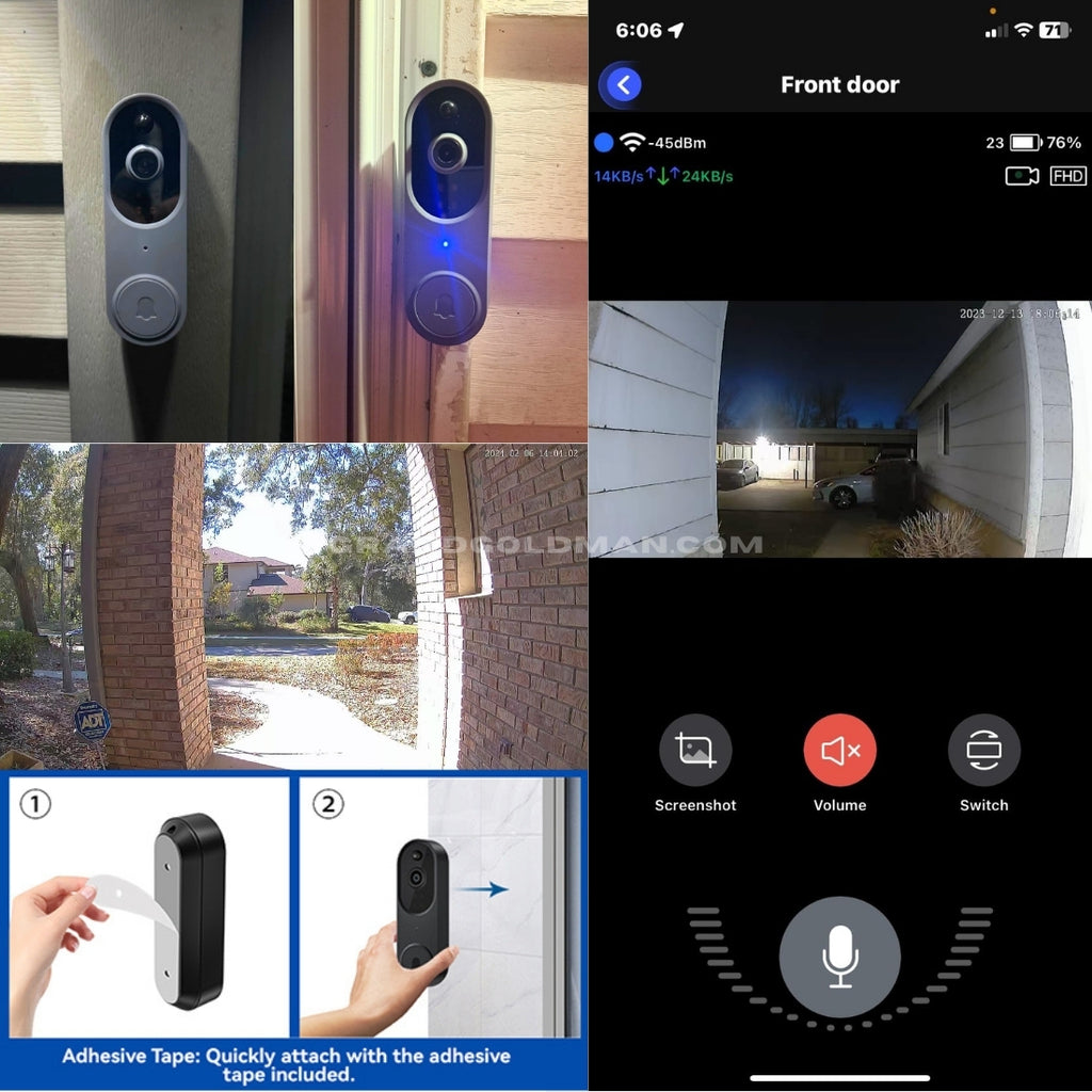 FISHBOT 1080P Smart Video Doorbell Camera with Ring Chime: Best AI Human Detection