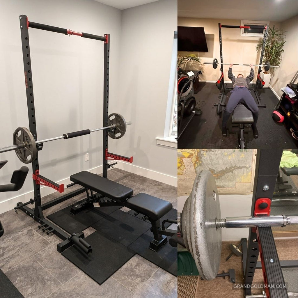 FLYBIRD Squat Rack with Pull-Up Bar, Adjustable Multi-Functional Power Rack - Best squat rack for small space - GRANDGOLDMAN.COM