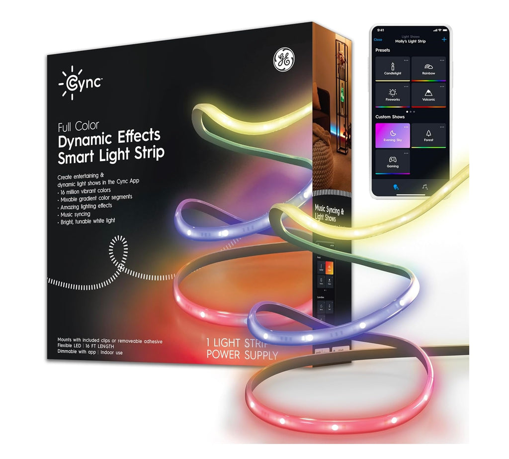 GE CYNC Dynamic Effects Smart LED Light Strip, Color Changing Indoor Christmas Lights and Holiday Decor - Best LED Strip Lights on Amazon (Reviews) - grandgoldman.com