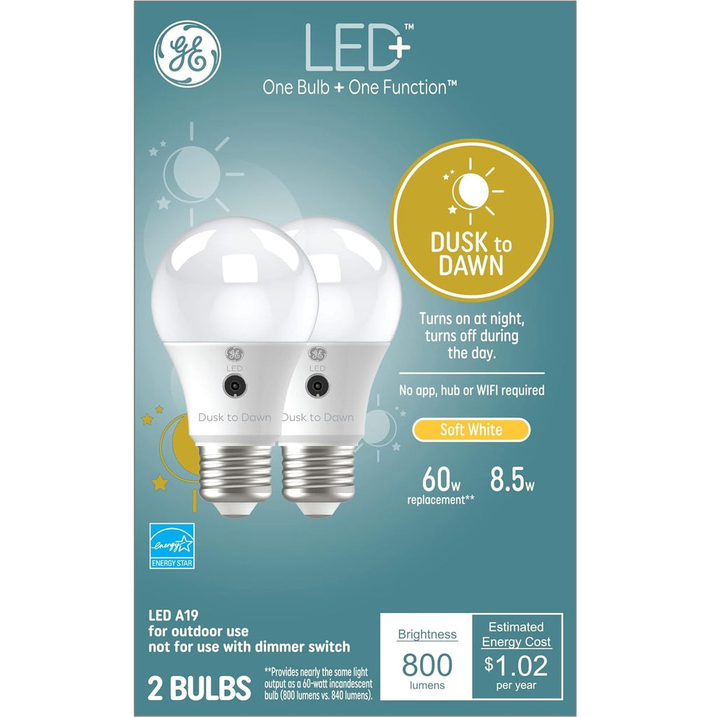 GE LED+ Dusk to Dawn LED Light Bulbs, 8.5W, Automatic OnOff Outdoor Light - Best Outdoor Smart Light Bulbs (Reviews) - grandgoldman.com
