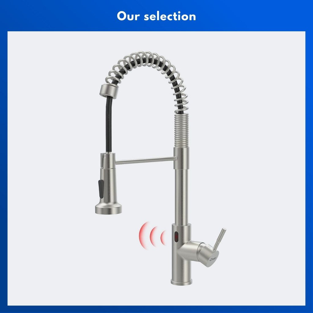 GIMILI Matte Black Touchless Kitchen Faucet Motion Sensor Kitchen Faucets with Pull Down Sprayer Single Handle Kitchen Sink Faucet - Best Touchless Kitchen Faucets - grandgoldman.com