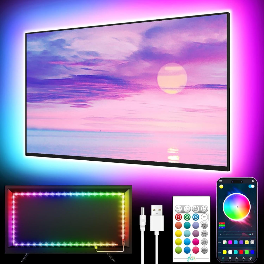 Govee TV Backlight 3 Lite with Fish-Eye Correction Function Sync to 55-65  Inch TVs, 11.8ft RGBICW Wi-Fi TV LED Backlight with Camera, 4 Colors in 1